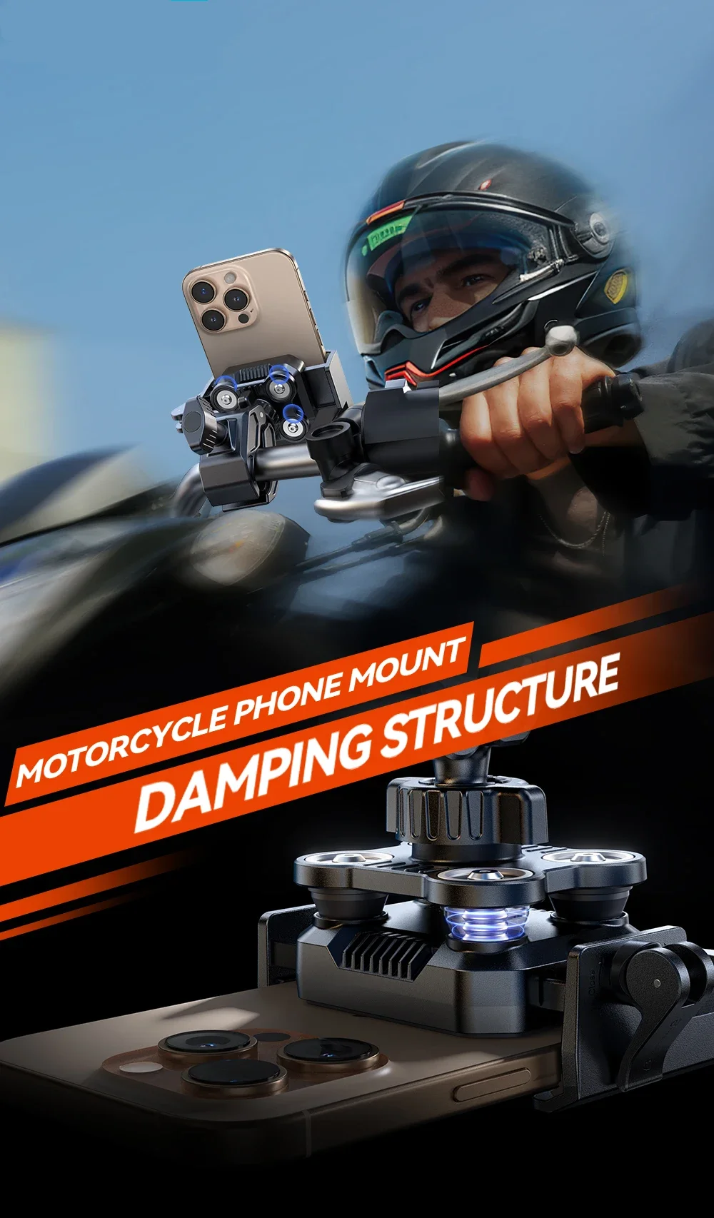Dual Vibration Dampener Bike Phone Mounts Main View