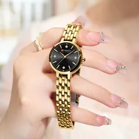 CURREN Luxury Women's Rhinestones Dial Quartz Watch Stainless Steel Band Stylish Elegant Ladies Wristwatches