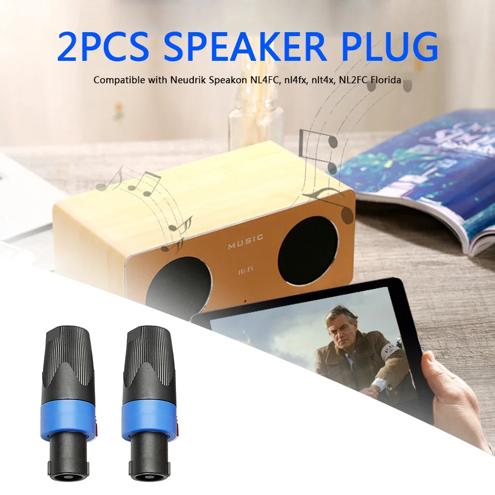 2/10x 4 Pole Audio Speaker Plugs Twist Lock Connectors Music Listening Supplies for Neutrik Speakon NL4FC