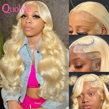 613 13x6Lace Front Wig Human Hair Body Wave Blonde Lace Frontal Wigs for Women 250Density Natural Hairline With Baby Hair 30inch 1