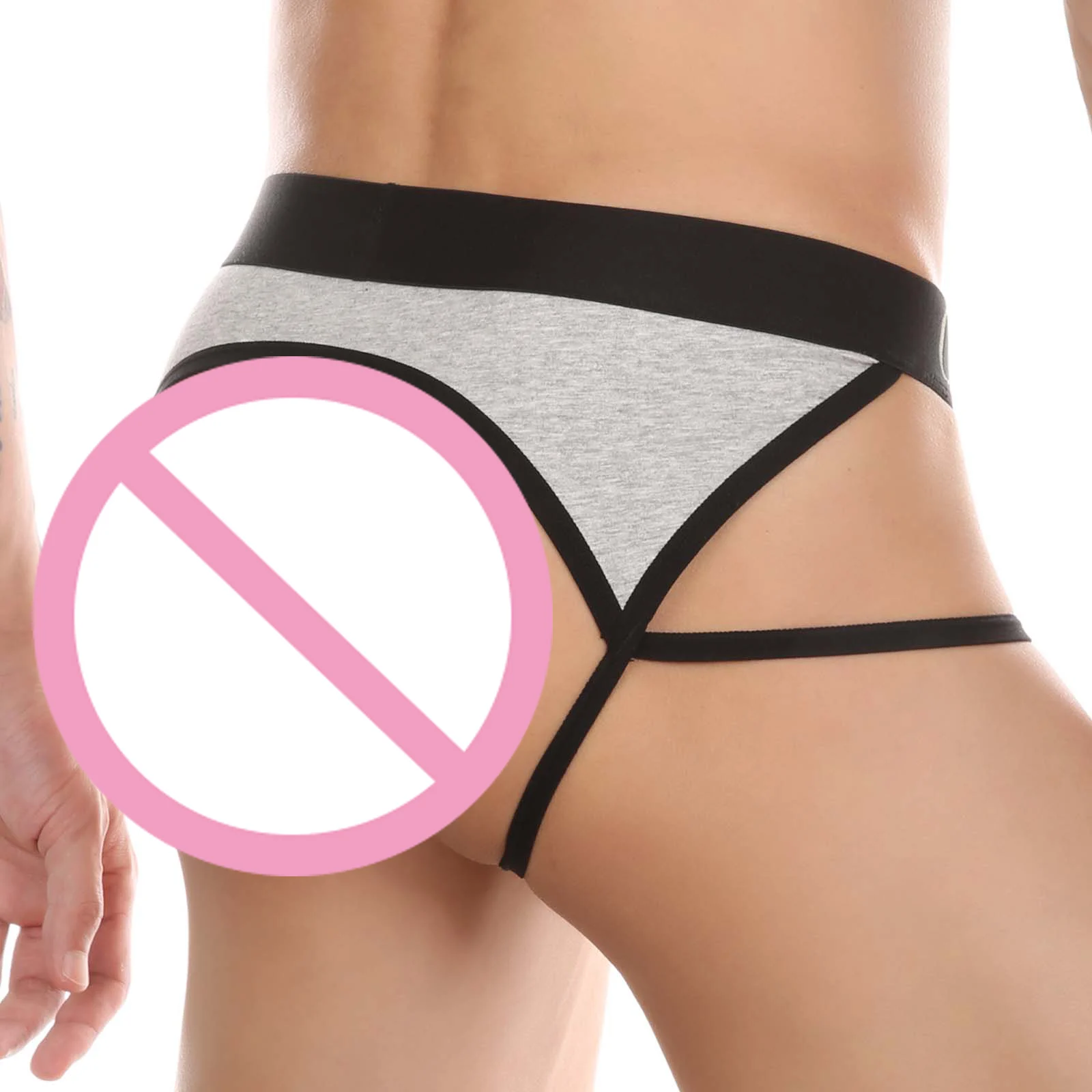 Mens Underwear CLEVER-MENMODE Sexy Underwear Men Briefs Open Butt Panties Backless Jockstrap String Underpants Erotic Penis Pouch Elastic