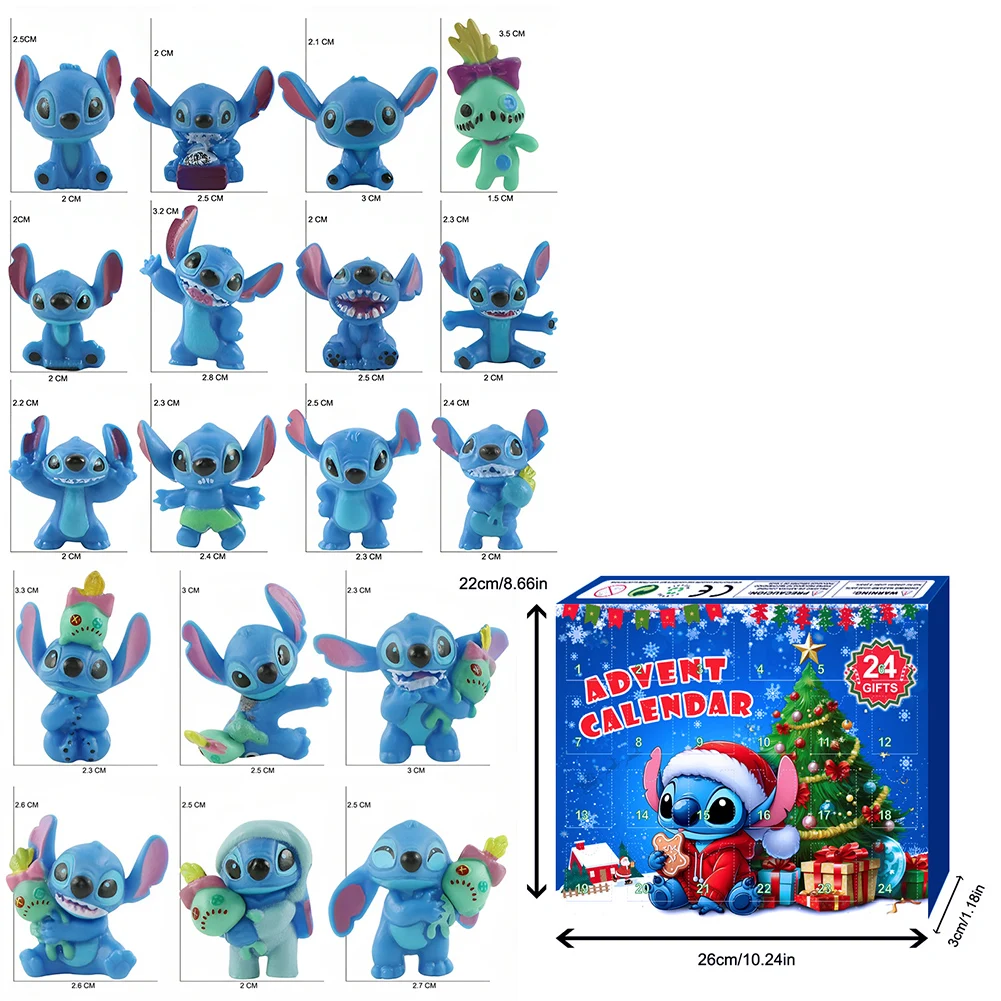 Christmas Countdown Calendar Christmas Stitch Toy Advent Calendar PVC Anime Figure Calendar Box 24 Day Countdown Gift