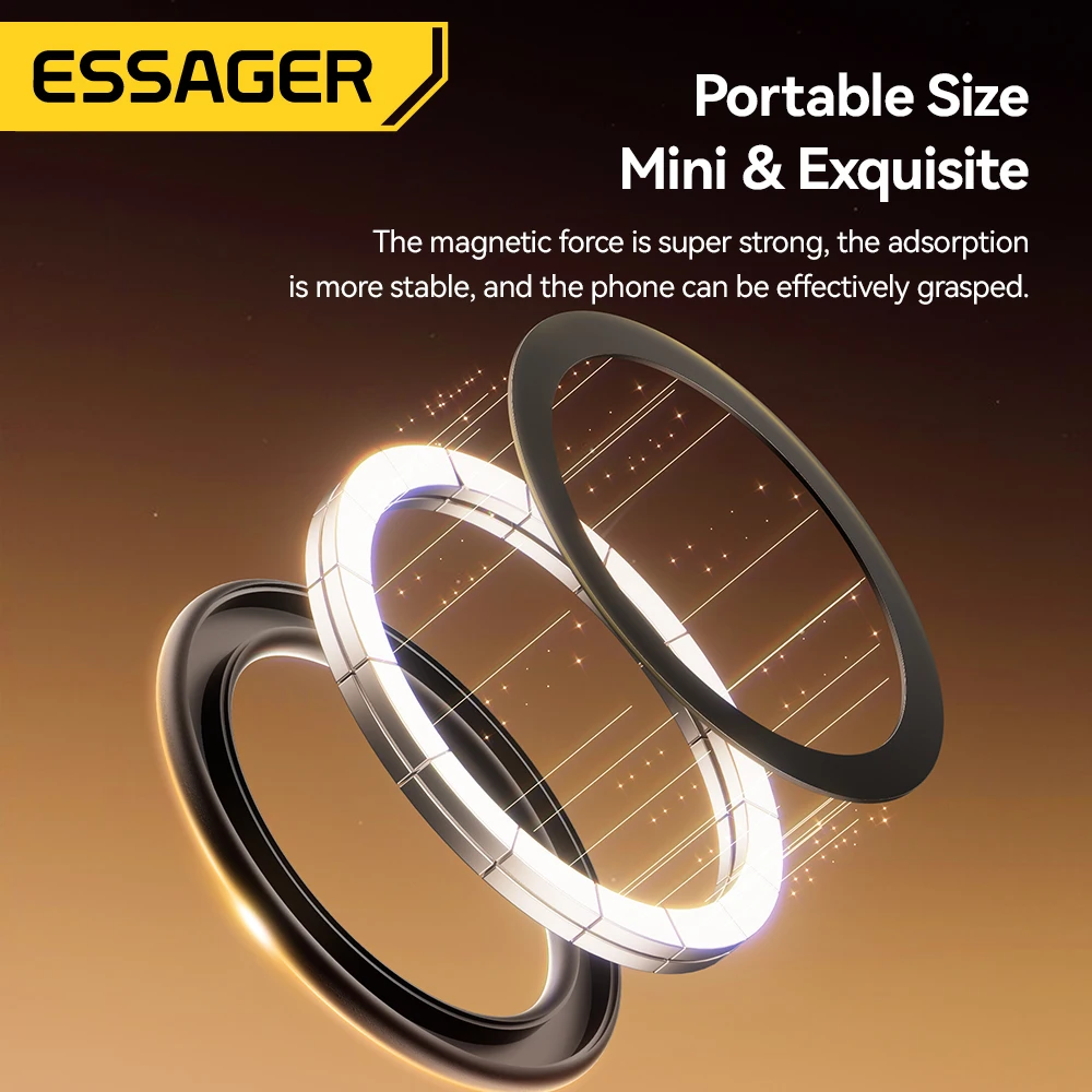 Essager Magnetic Metal Ring for Magsafe iPhone 16 15 14pro Android Phones Plate Sticker Rings For Magsafe Wireless Charger Stand