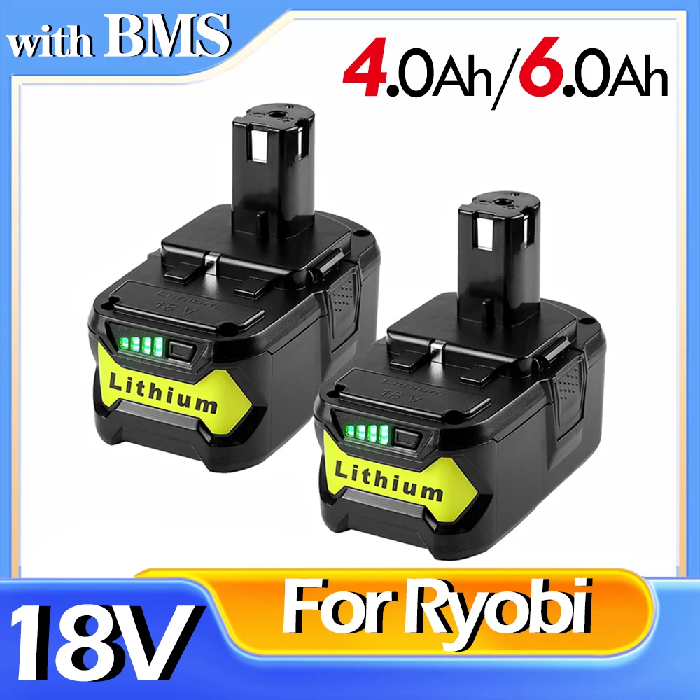 

Литий-ионный аккумулятор 4,0 Ач 6,0 Ач для Ryobi 18 в P108 18 в One + Plus, 18-вольтовый Электроинструмент P104 P107 P107 P117 RB18L50 RB18L20 P108