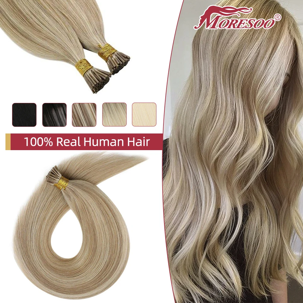 Hair Extensions Moresoo Itip Extensions Hair Fusion Machine Remy Color Ash Blonde Mixed Bleach Blonde Straight Pre Bonded Stick Tip Human Hair