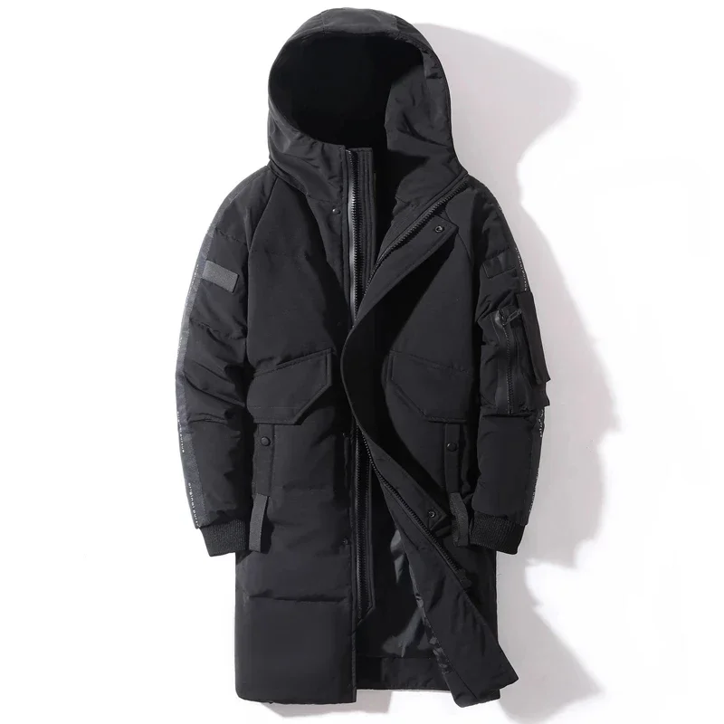 

2023 Winter Men's Down Jacket Hooded Fashion Long Parkas Windproof Waterproof Thick Warm Coat