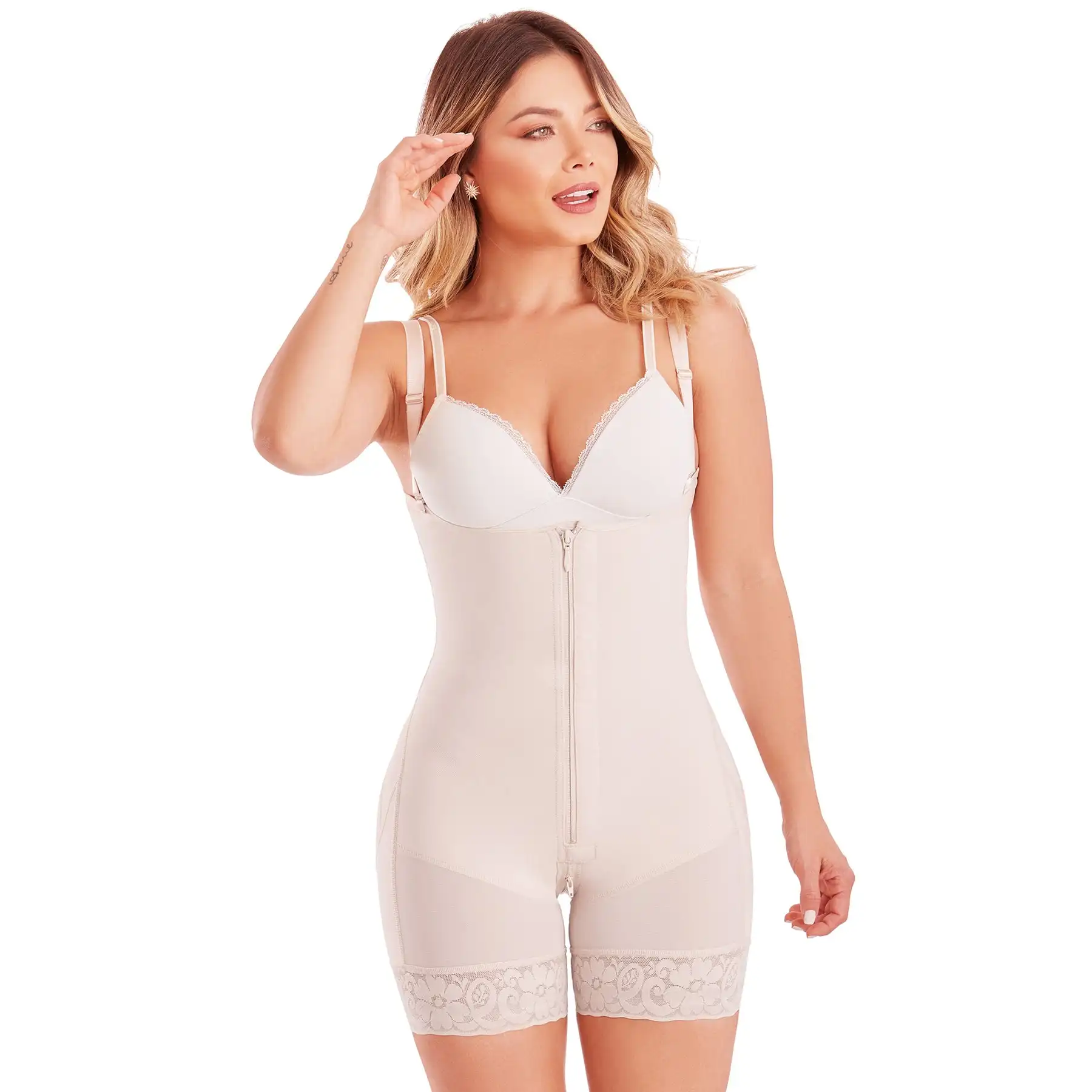 Fajas Colombianas Tummy Control Bodysuit With Zipper Butt Lifter Shapewear Shoulder Strap Slimming Shaper Underwear