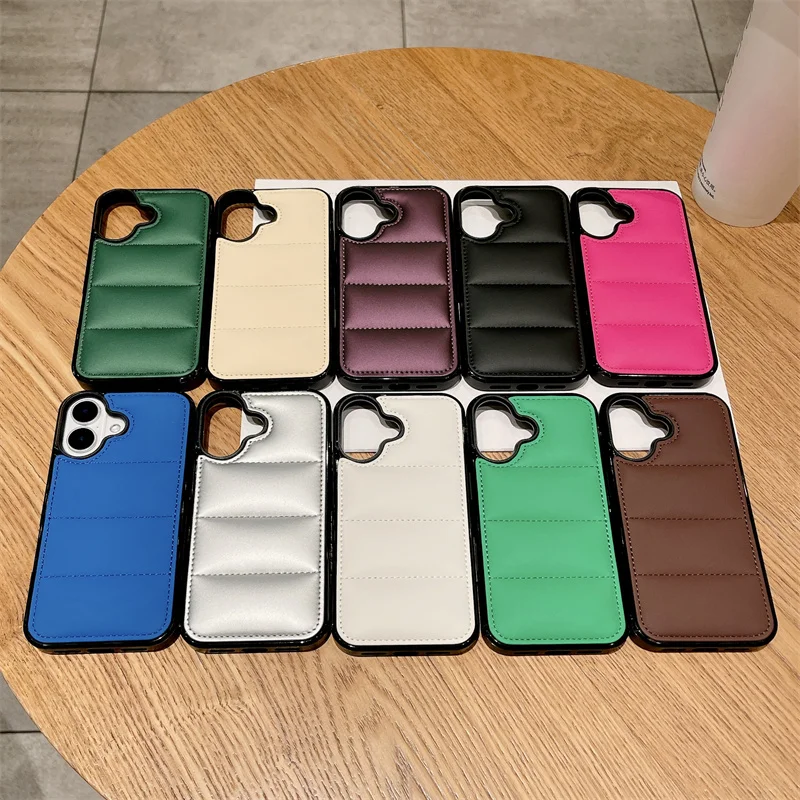 Luxurious Down-Filled Cotton Phone Case - Shockproof Soft TPU Cover with Large Camera Opening