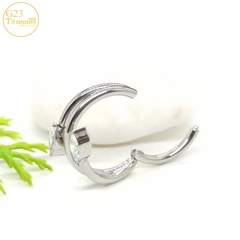 ASTM F136 Titanium Earrings Septum Piercing Nose Rings Plating Gold CZ Zircon Rings Cartilage Tragus Helix Piercing Body Jewelry