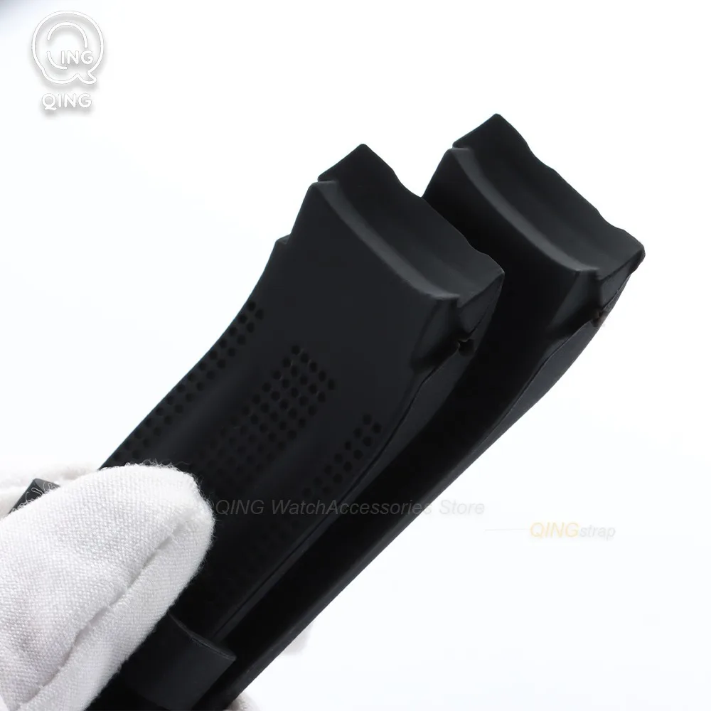 Curved End Silicone Sport Watch Band - Thick Waterproof Rubber Strap