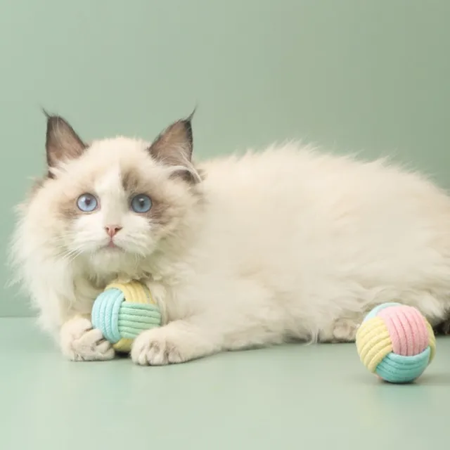 Cat Toys Cotton Balls Interactive Cat Toy Self Hi Cotton Ball Chew Toys for Cats Grinding Cat Toy Teeth Cleaning Pet Supplies 4