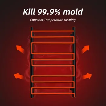 ราวแขวนผ้าเช็ดตัวอุ่นไฟฟ้าติดผนังสแตนเลสสีดำ พร้อมจอแสดงผล LED และตัวตั้งเวลา 2