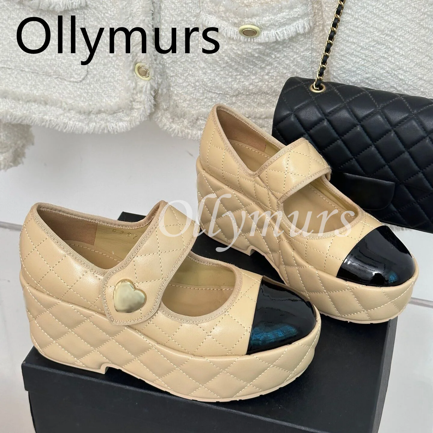 

Genuine Leather Sandals High Heels Plaid Buckle Strap Pumps Designer Shoes Round Toe Women Shoes Zapatillas Mujer