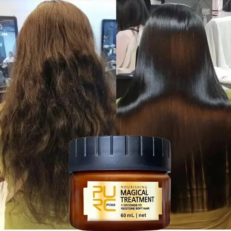 

PURC Magical Keratin Hair Mask 5 Seconds Fast Repair Damaged Frizzy Soft Smooth Shiny Deep Nourish Straightening Hair Scalp Care