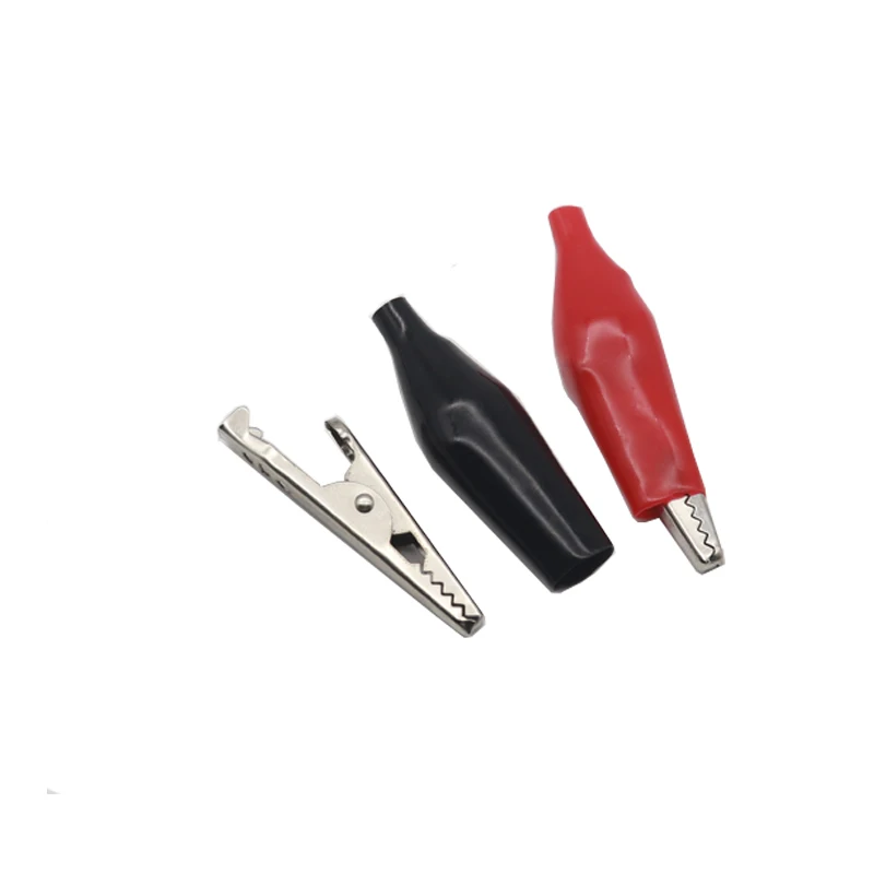 Metal Alligator Clip Crocodile Electrical Clamp Testing Probe Meter Black Red with Plastic 10PCS 28MM 35MM 45MM