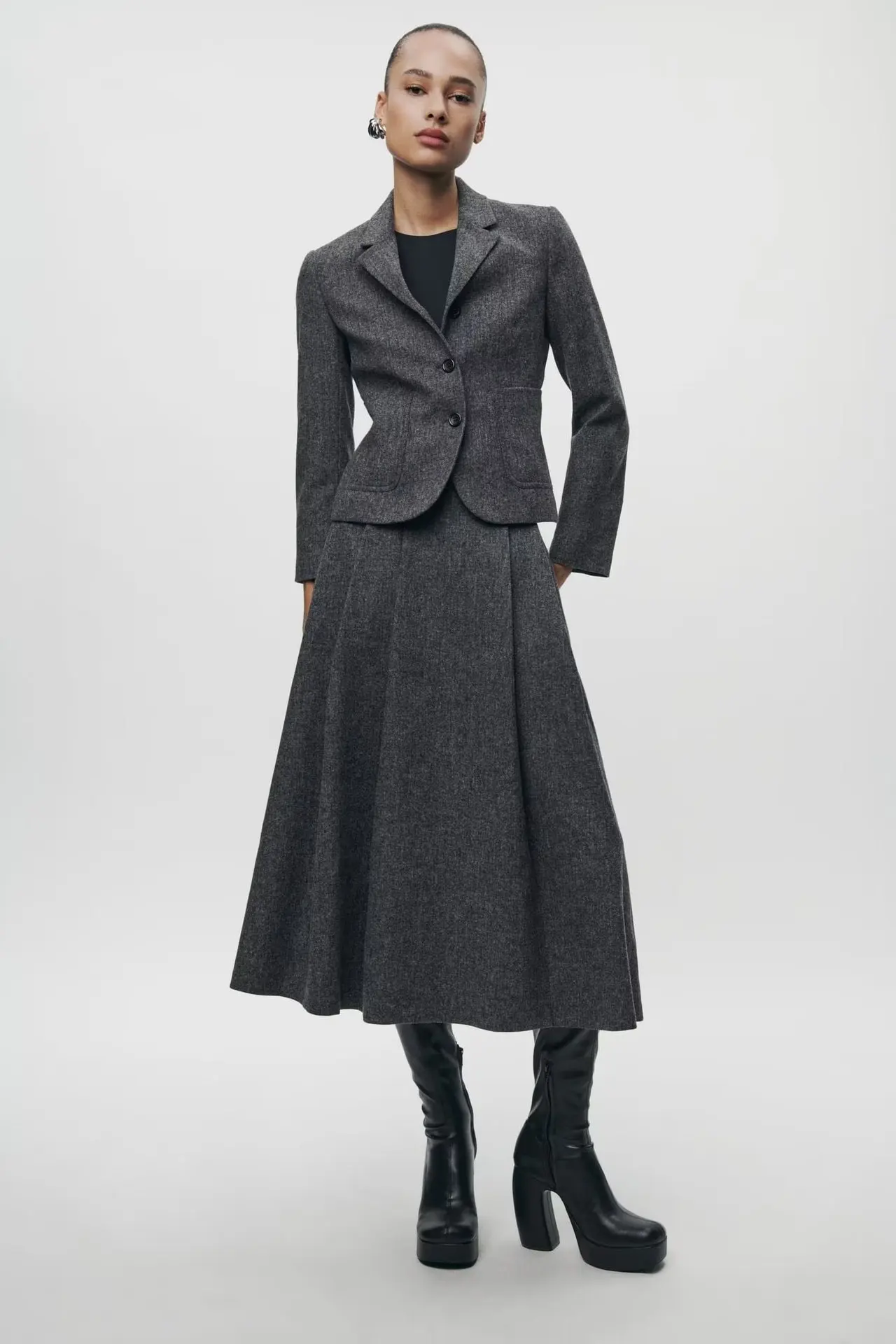 

New women's autumn and winter wool blend suit jacket + MIDI skirt suit