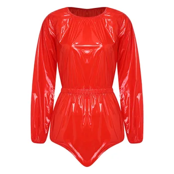 Womens Leotard Waterproof Diaper Over Bodysuit Long Sleeve Elastic Waist Buttoned Crotch Leotard Adaptive Special Needs Clothing