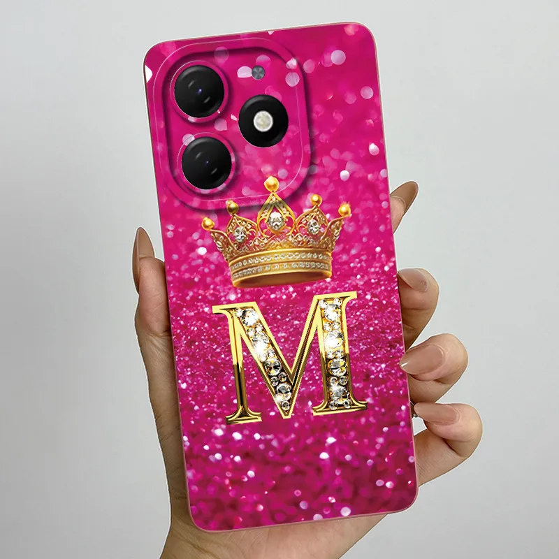 Crown Letter Silicone Soft Phone Case with Camera Protection and Back Cover Bumper