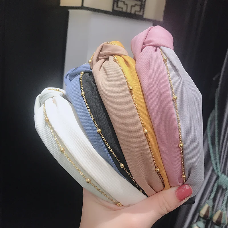 

Korean Style Chain Two-Color Knotted Headband Fashion Chain Hairband Hair Accessories Wholesale