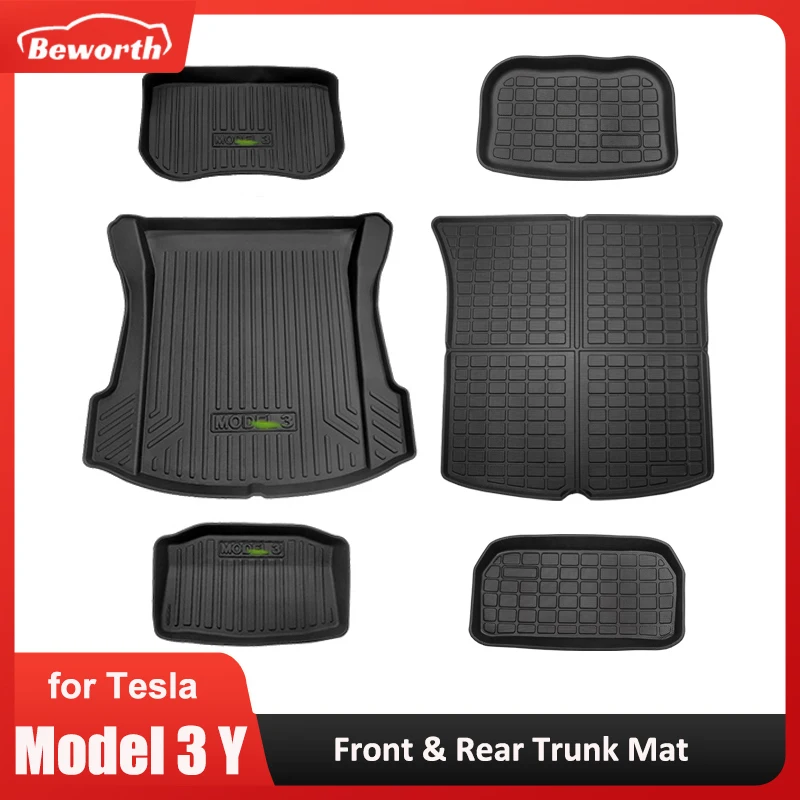 Car Front Trunk Mat For Tesla Model 3 Y 2023 Accessories TPE Upper Storage  Box Mat Waterproof Lower Tray Cargo Liner - AliExpress