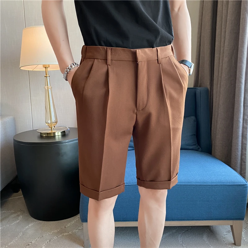 Solid Suit Shorts Men Fashion 