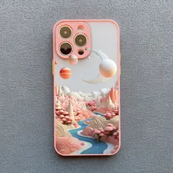Creative Mountains Landscape Pink Shockproof Phone Case Cover - iPhone 17 Pro Max (Pink FSFJ 1)