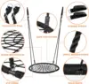 40'' Spider Web Tree Swing Round Net Swing Platform Rope Swing Set for Kids Adult, 71" Detachable Nylon Rope with Swivel 3