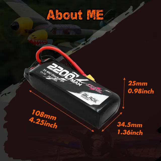 Batterie LiPo OVONIC 3S 2200mAh 50C – 11.1V Avec Connecteur Deans T – Pour Voiture RC, Drone, Avion, Camion – Compatible Modélisme