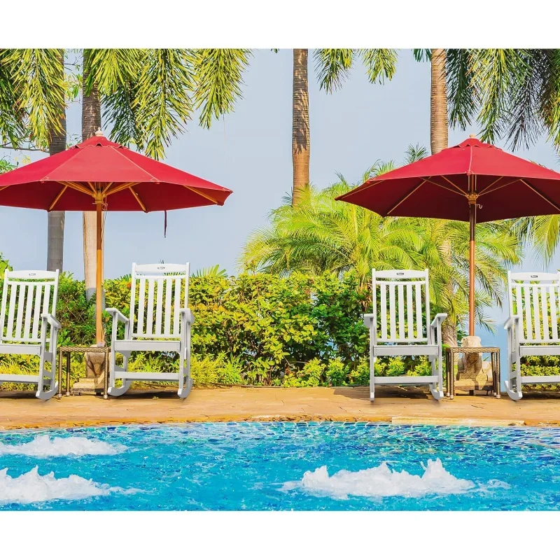 Patio Rocking Chairs Set of 4,Poly Lumber Rocker,All Weather Rocking Chair Outdoor,High Back Porch Rocker,CrackerRocking