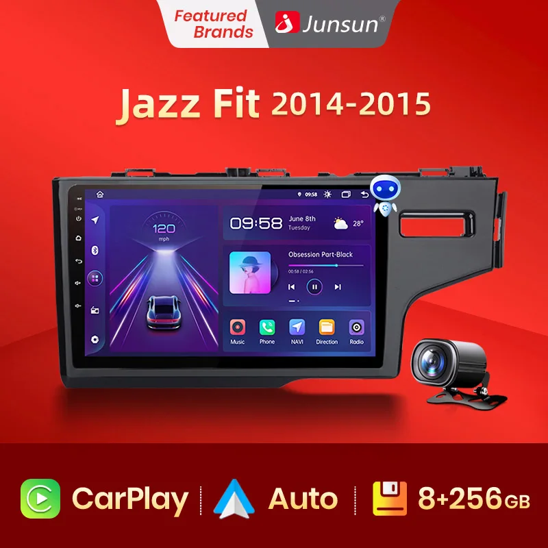 Junsun V1pro Ai Voice Car Radio Android Auto Multimedia Player For Honda Fit Jazz 2014 2015
