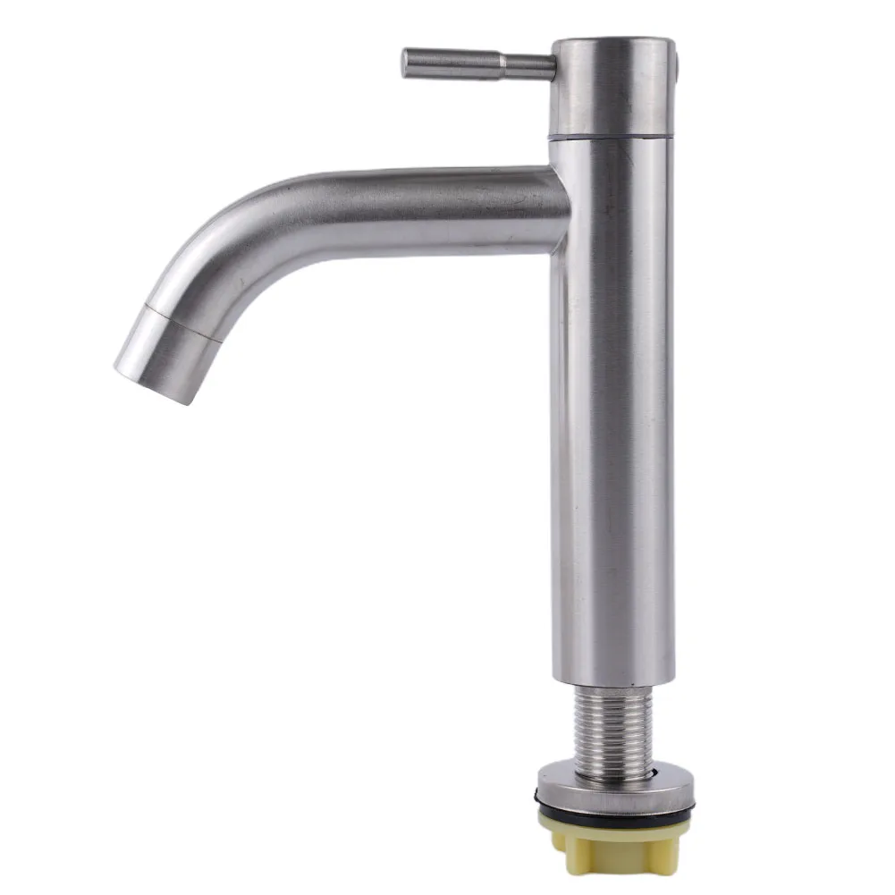 Description Picture 4 of itemStainless Steel Silver Unique Cold Sink Stopcock Shower Room Counter Basin Faucet Mixer Taps Single Lever Hole Basin