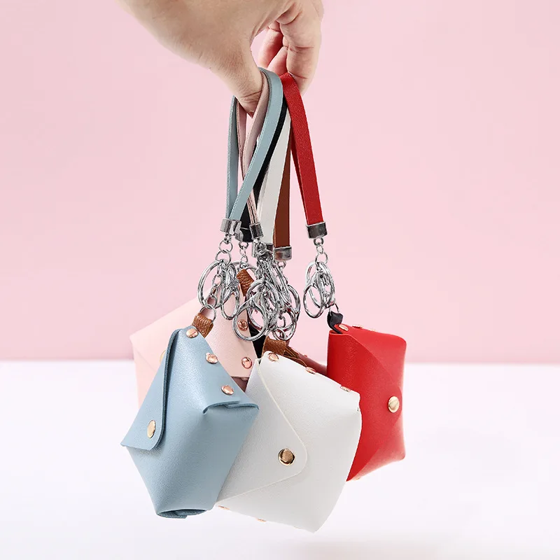 Ladies PU Leather Mini Wallet Card Key Holder Coin Purse Solid Color Clutch Bag Kids Purses Small Handbag Bag key case coin purse women wallet card wallet coin wallet change bag