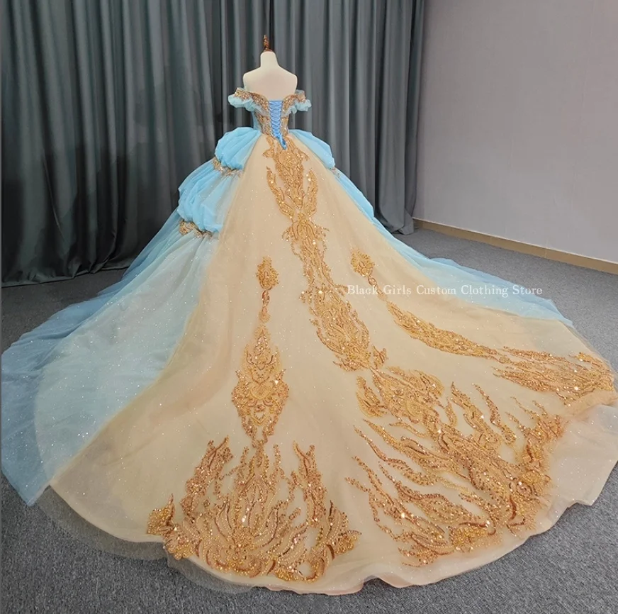 Customised Ball Gowns Quinceanera Dress Dreamy Strapless Bone Encrusted Crystal Applique Lace Pleated vestidos para festas