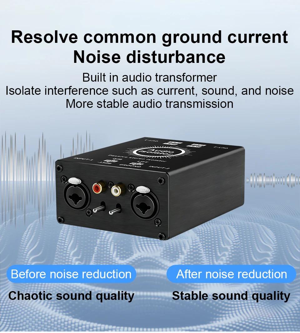 2-Kanal-XLR-Audio-Isolator, Rauschunterdrückungsfilter, beseitigt Stromgeräusche, 6,5 XLR-Mixer, Audio-Isolatoren, Zweikanal 6,5 XLR – Detail 2