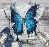 Papillon libellule motif impression 3D T-Shirts femmes manches courtes t-shirt Streetwear Y2k Harajuku T-Shirts hauts vêtements féminins 1