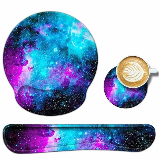 DIY Mouse Pad with Wrist Support and Keyboard Wrist Rest Set for Easy Typing＆Pain Relief Ergonomic Memory Foam Cute Coaster