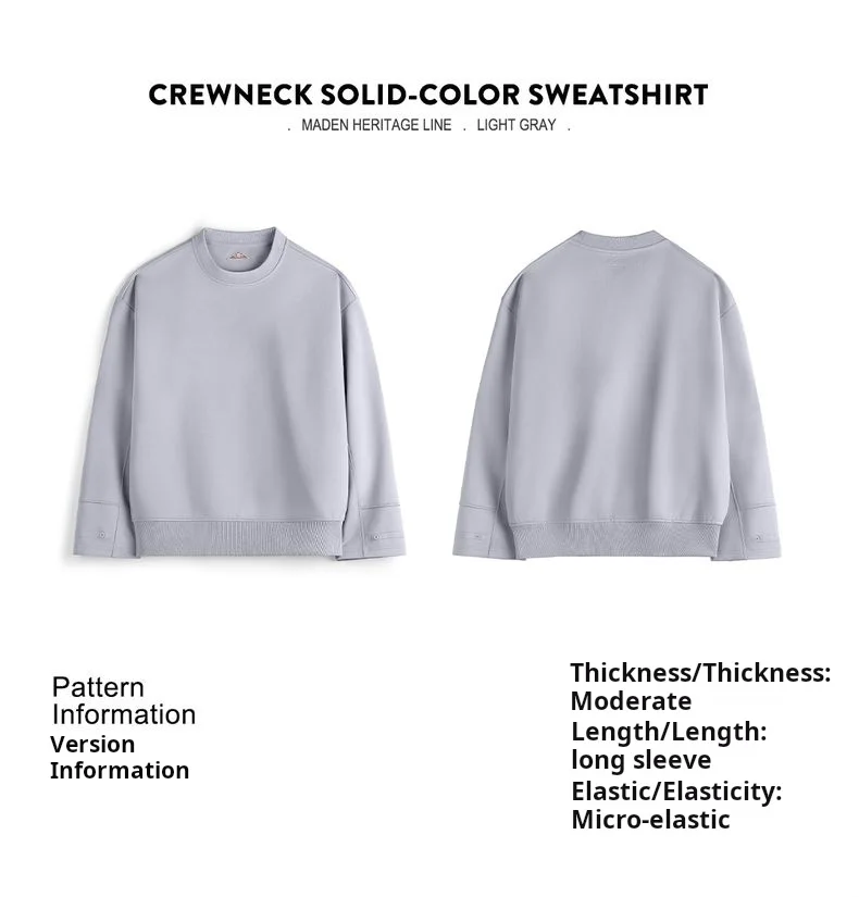 Maden Women's Loose Pullover Sweatshirt Women Air Layer Fabric Drop Shoulder Casual Long sleeve Top Light Gray for Autumn