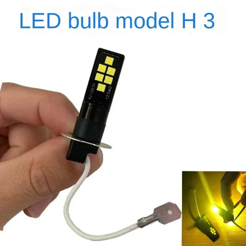 

2Pcs Car H3 LED Fog Lights Upgrade 3030 Chips Auto Front Fog Lamp Daytime Running Light White 6000K Yellow 12V