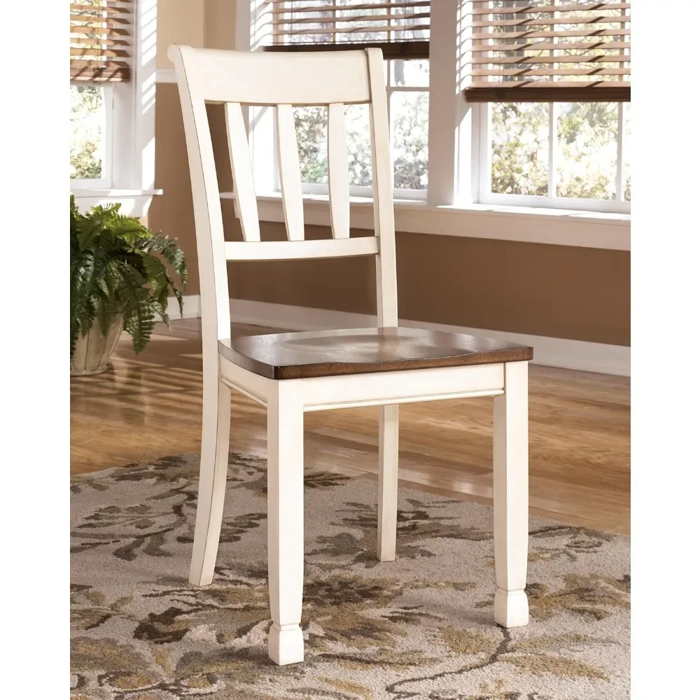 Rake Back Dining Chair, 2 Count, Brown & Off-White Kitchen Chairs
