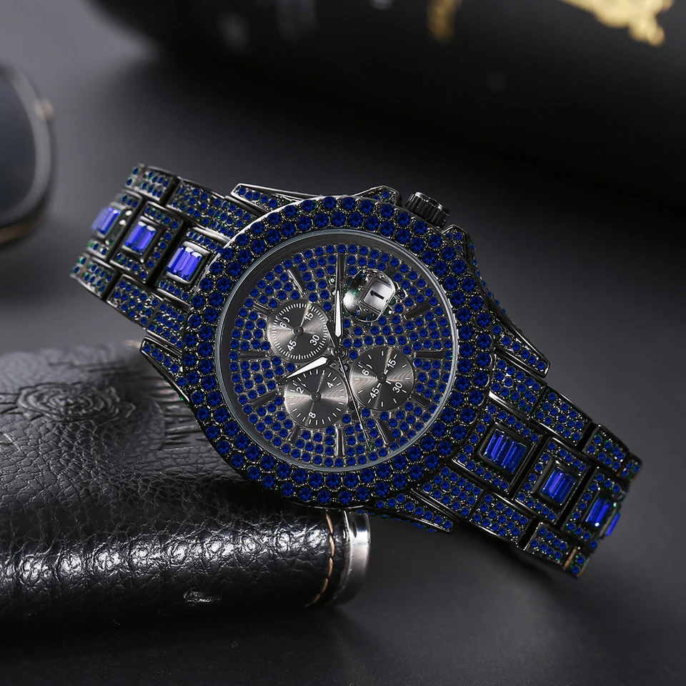 JewelryWe Orologio Meccanico Automatico Uomo Scheletrato Con Diamanti, Cinturino Acciaio, Luminescente