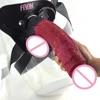 FAAK Strap On Large Penis With Suction Cup Genuine Leather Harness Strapon Realistic Dildo Flexible Soft Silicone Big Dong 1