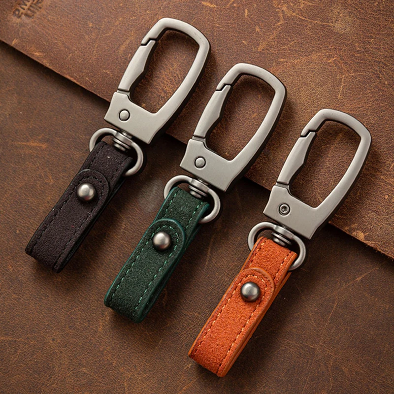 Fashion Suede Keychain Business Leather Key Chain for Car Key Strap Waist  Wallet KeyChain Men Matte Gun Black Metal Keyring Gift