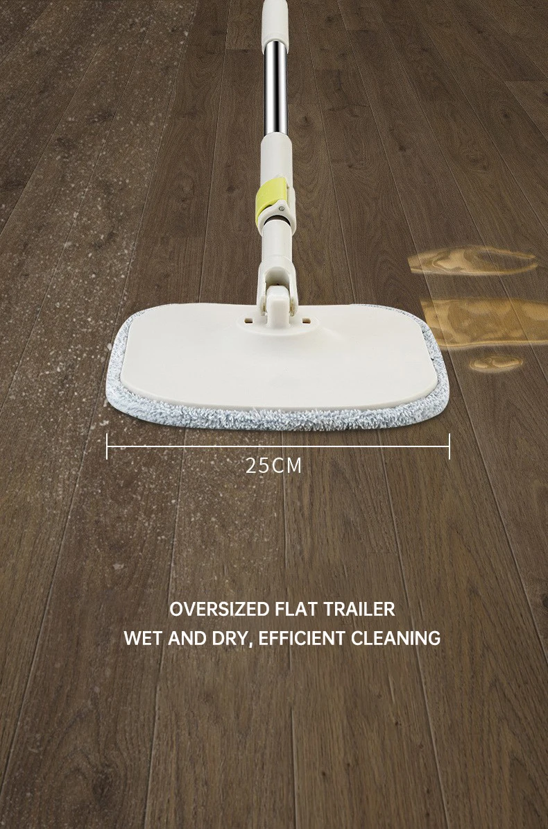 Mop Floor Clean Mop Household Hand-Free Rotary Mop Cleaning Hand Pressure Water-Absorbing Wet And Dry Dual-Use Flat Top Mop Set