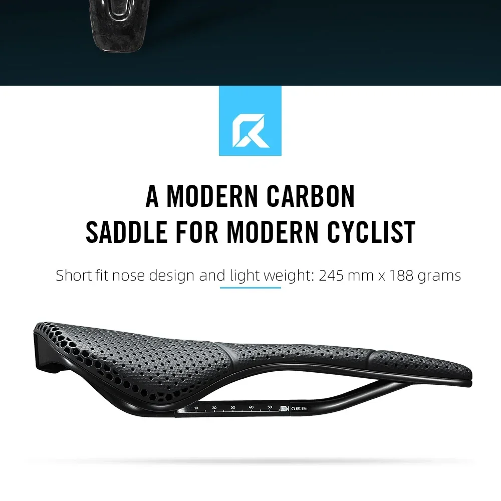 RYET Vollcarbon 3D-gedruckter Fahrradsattel 245 x 143 mm Vakuumpolsterung für MTB Gravel Rennrad Rennsattel Leichte Fahrradteile – Detail 8