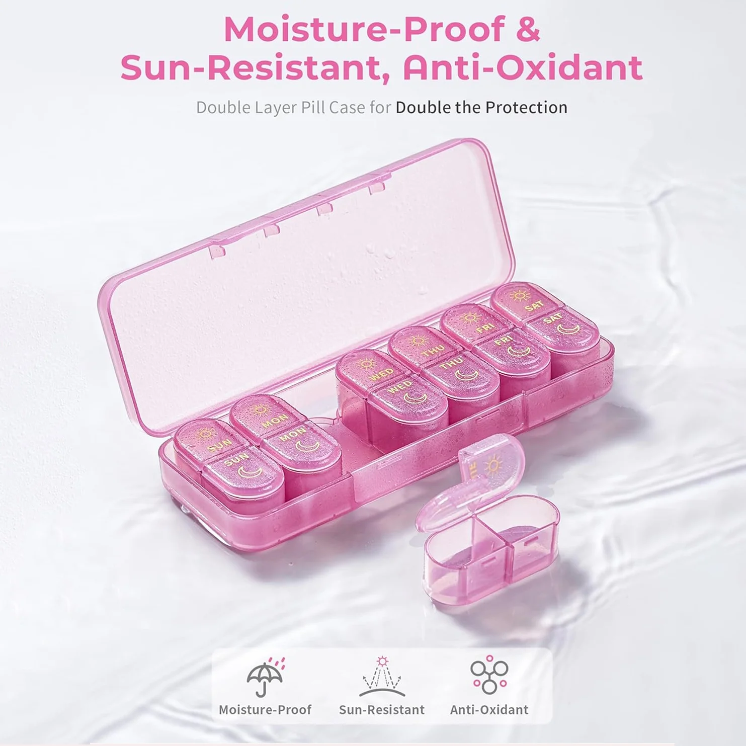 Compact 7-Day Daily Pill & Vitamin Organizer with Secure Compartments