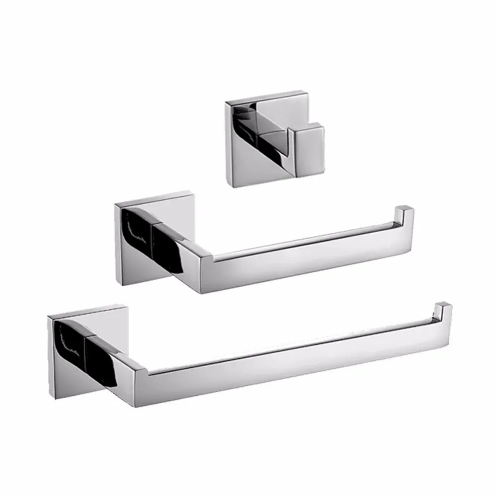 

Stainless Steel Contemporary Bathroom Hardware Set Robe Hooks Towel Bar Wall Mounted Bathroom Accessories Send From Brazil