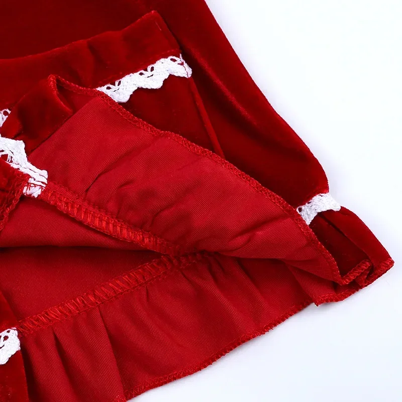 Baby Girls Dress Christmas Children's Clothing Red Velvet Nightgown Bathrobes Kids Warm Soft Sleepwear Pajamas