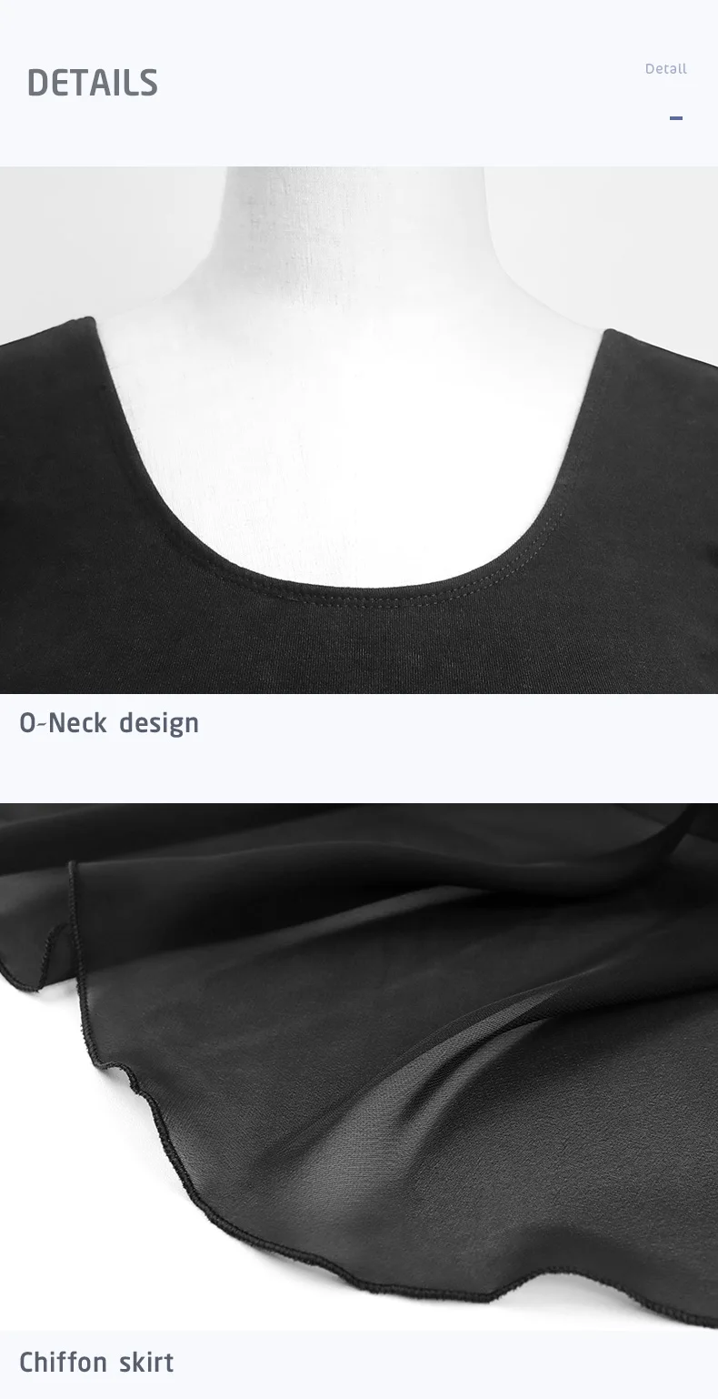 Erwachsene Baumwolle Kurzarm Trikot mit Chiffon Rock Frauen Oansatz Ballett Overall Gymnastik Yoga Mädchen Schwarz Kleid – Detail 7