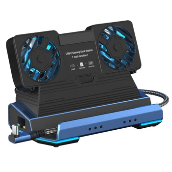 Docking Station Dual Cooling Fan Dock Station 4K@60Hz PD100W Gigabit Ethernet for Steam Deck & Lenovo Legion GO 1