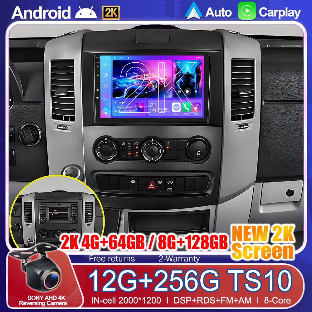 Radio GPS Android 16 para Mercedes Benz Sprinter 2009 para VW Crafter Reproductor Multimedia de Video Pantalla Táctil WIFI Sin DVD 2din 1